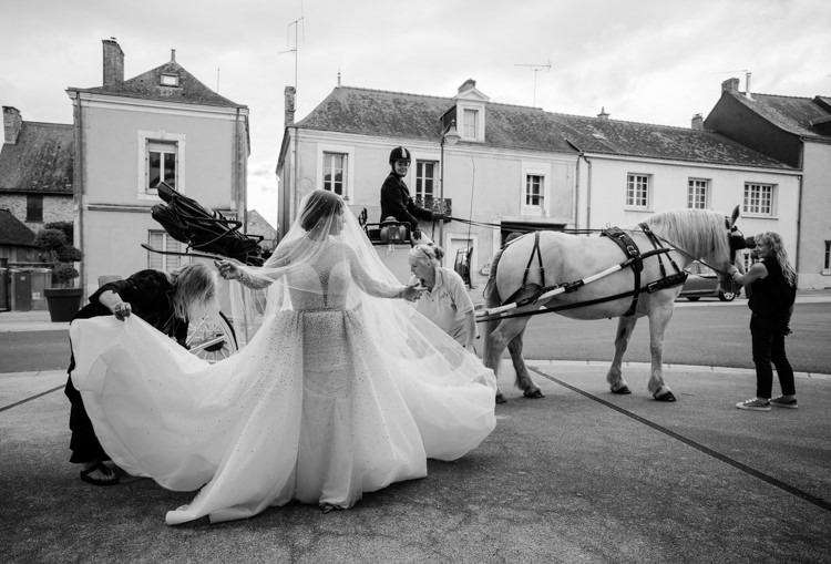 bride entering church chateau challain