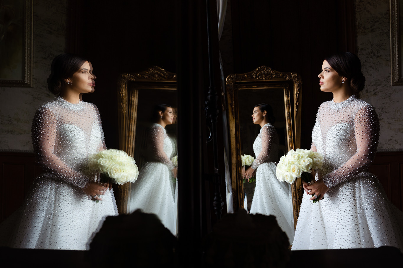 bride charlotte triple reflection mirror chateau challain