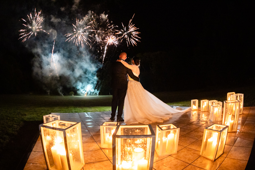 fireworks chateau challain wedding with candles