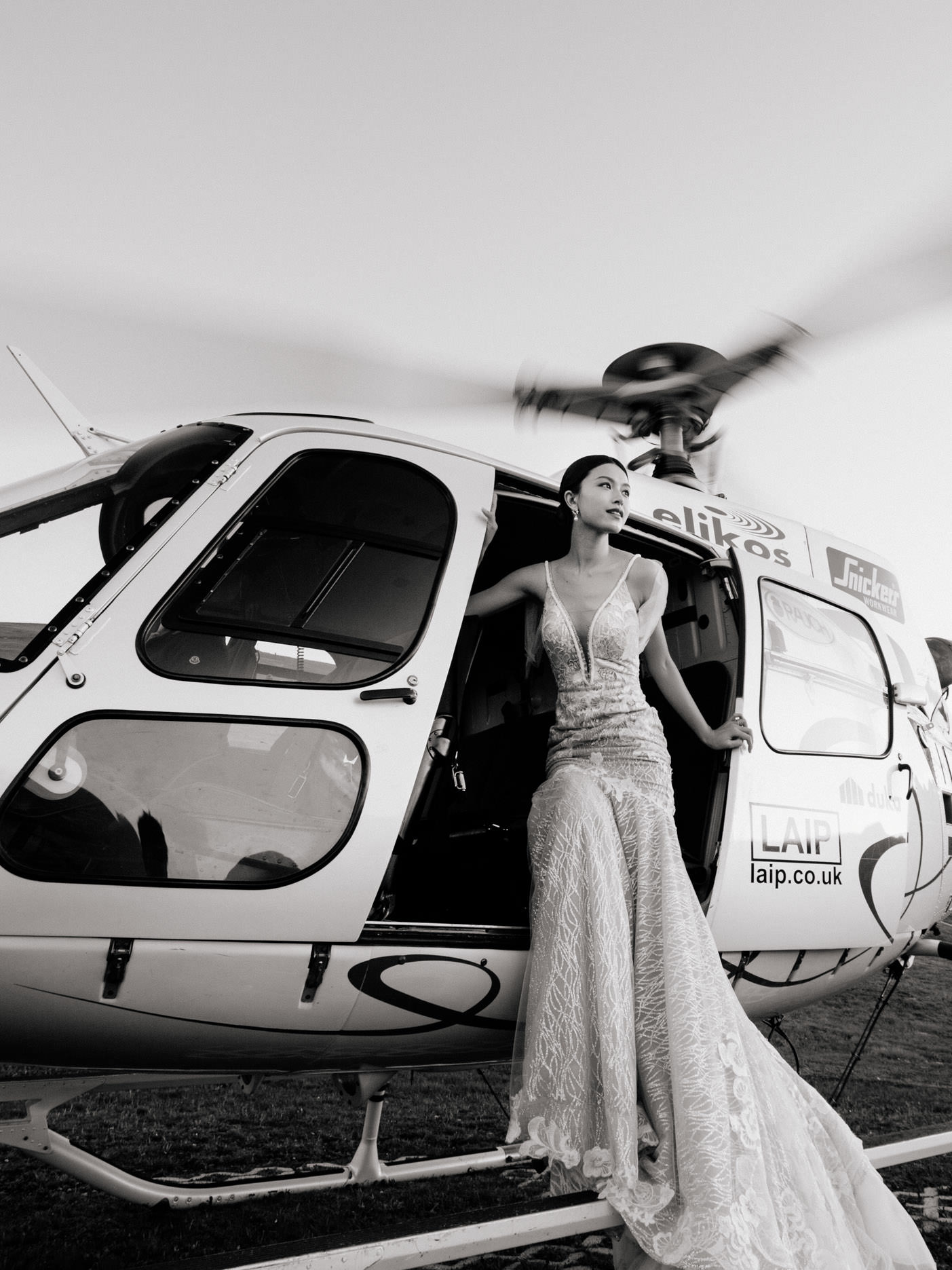 helicopter dolomites bride